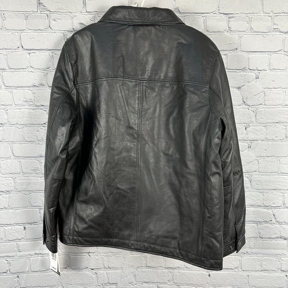 Perry Ellis Portfolio Men's Lambskin Leather Jacket, Size Medium, Black, NWT‎ - Picture 5 of 15